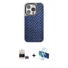 MARSİLYAN™- iPhone 14 Pro Max Kılıf Siluet Form Serisi - Siyah 3D Antistatik Cam Ekran Koruyucu + Gold Bilvis Titan Kamera Lens