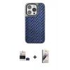 MARSİLYAN™- iPhone 14 Pro Max Kılıf Siluet Form Serisi - Siyah Bilvis 3D Mat Cam Ekran Koruyucu + Derin Mor Bilvis Titan Kamera Lens