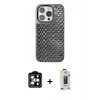 MARSİLYAN™- iPhone 14 Pro Max Kılıf Siluet Form Serisi - Siyah Bilvis Hayalet Cam Ekran Koruyucu + PVD Metal Kamera Lens - TU