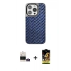 MARSİLYAN™- iPhone 14 Pro Max Kılıf Siluet Form Serisi - Siyah Buffer Cam Ekran Koruyucu + Gold Bilvis Titan Kamera Lens