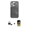 MARSİLYAN™- iPhone 14 Pro Max Kılıf Siluet Form Serisi - Siyah Buffer Cam Ekran Koruyucu + Gold Bilvis Titan Kamera Lens