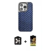MARSİLYAN™- iPhone 14 Pro Max Kılıf Siluet Form Serisi - Siyah Buffer Cam Ekran Koruyucu + PVD Metal Kamera Lens - TU