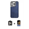 MARSİLYAN™- iPhone 14 Pro Max Kılıf Siluet Form Serisi - Siyah Buffer Hayalet Cam Ekran Koruyucu + PVD Metal Kamera Lens - TU