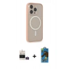 MARSİLYAN™- iPhone 14 Pro Max Kılıf Siluet Işık Koleksiyonu - Siyah 18D Cam Ekran Koruyucu + Gold Bilvis Titan Kamera Lens
