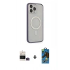 MARSİLYAN™- iPhone 14 Pro Max Kılıf Siluet Işık Koleksiyonu - Siyah 18D Cam Ekran Koruyucu + Gold Bilvis Titan Kamera Lens