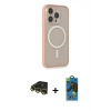 MARSİLYAN™- iPhone 14 Pro Max Kılıf Siluet Işık Koleksiyonu - Siyah 18D Cam Ekran Koruyucu + Gold Raze Metal Kamera Lens