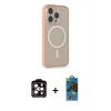 MARSİLYAN™- iPhone 14 Pro Max Kılıf Siluet Işık Koleksiyonu - Siyah 18D Cam Ekran Koruyucu + PVD Metal Kamera Lens - TU