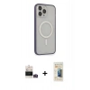 MARSİLYAN™- iPhone 14 Pro Max Kılıf Siluet Işık Koleksiyonu - Siyah 6D Mat Seramik Hayalet Nano Ekran Koruyucu + Gold Bilvis Titan Kamera Lens