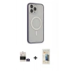 MARSİLYAN™- iPhone 14 Pro Max Kılıf Siluet Işık Koleksiyonu - Siyah 6D Mat Seramik Hayalet Nano Ekran Koruyucu + Gümüş Bilvis Titan Kamera Lens