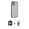 MARSİLYAN™- iPhone 14 Pro Max Kılıf Siluet Işık Koleksiyonu - Siyah Bilvis 3D Mat Cam Ekran Koruyucu + PVD Metal Kamera Lens - TU