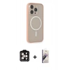MARSİLYAN™- iPhone 14 Pro Max Kılıf Siluet Işık Koleksiyonu - Siyah Bilvis 3D Mat Cam Ekran Koruyucu + PVD Metal Kamera Lens - TU