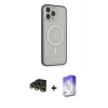 MARSİLYAN™- iPhone 14 Pro Max Kılıf Siluet Işık Koleksiyonu - Siyah Bilvis 5in1 3D Magic Cam Ekran Koruyucu + Gold Raze Metal Kamera Lens