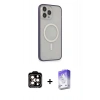 MARSİLYAN™- iPhone 14 Pro Max Kılıf Siluet Işık Koleksiyonu - Siyah Bilvis 5in1 3D Magic Cam Ekran Koruyucu + PVD Metal Kamera Lens - TU