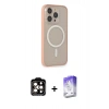 MARSİLYAN™- iPhone 14 Pro Max Kılıf Siluet Işık Koleksiyonu - Siyah Bilvis 5in1 3D Magic Cam Ekran Koruyucu + PVD Metal Kamera Lens - TU