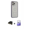 MARSİLYAN™- iPhone 14 Pro Max Kılıf Siluet Işık Koleksiyonu - Siyah Bilvis 5in1 5D Magic Hayalet Cam Ekran Koruyucu + Raze Metal Kamera Lens - GD