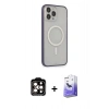 MARSİLYAN™- iPhone 14 Pro Max Kılıf Siluet Işık Koleksiyonu - Siyah Bilvis 5in1 5D Magic Hayalet Cam Ekran Koruyucu + PVD Metal Kamera Lens - TU