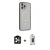 MARSİLYAN™- iPhone 14 Pro Max Kılıf Siluet Işık Koleksiyonu - Siyah Bilvis Hayalet Cam Ekran Koruyucu + PVD Metal Kamera Lens - TU