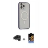 MARSİLYAN™- iPhone 14 Pro Max Kılıf Siluet Işık Koleksiyonu - Siyah Buffer Hayalet Cam Ekran Koruyucu + Raze Metal Kamera Lens - GS