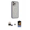 MARSİLYAN™- iPhone 14 Pro Max Kılıf Siluet Işık Koleksiyonu - Siyah Buffer Hayalet Cam Ekran Koruyucu + Siyah Bilvis Titan Kamera Lens