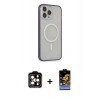 MARSİLYAN™- iPhone 14 Pro Max Kılıf Siluet Işık Koleksiyonu - Siyah Buffer Hayalet Cam Ekran Koruyucu + Turuncu PVD Metal Kamera Lens