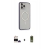MARSİLYAN™- iPhone 14 Pro Max Kılıf Siluet Işık Koleksiyonu - Siyah Joko Magic 5D Hayalet Cam + Derin Mor Bilvis Titan Kamera Lens