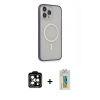 MARSİLYAN™- iPhone 14 Pro Max Kılıf Siluet Işık Koleksiyonu - Siyah Polymer Nano Ekran Koruyucu + PVD Metal Kamera Lens - TU