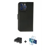 MARSİLYAN™- iPhone 14 Pro Max Kılıf Siluet Işık Serisi - Siyah 3D Antistatik Cam Ekran Koruyucu + Gümüş Raze Metal Kamera Lens