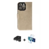 MARSİLYAN™- iPhone 14 Pro Max Kılıf Siluet Işık Serisi - Siyah 3D Antistatik Cam Ekran Koruyucu + Gümüş Raze Metal Kamera Lens