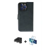 MARSİLYAN™- iPhone 14 Pro Max Kılıf Siluet Işık Serisi - Siyah 3D Antistatik Cam Ekran Koruyucu + Gümüş Raze Metal Kamera Lens