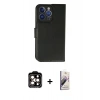 MARSİLYAN™- iPhone 14 Pro Max Kılıf Siluet Işık Serisi - Siyah Bilvis 3D Mat Cam Ekran Koruyucu + PVD Metal Kamera Lens - TU