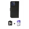 MARSİLYAN™- iPhone 14 Pro Max Kılıf Siluet Işık Serisi - Siyah Bilvis 5in1 3D Magic Cam Ekran Koruyucu + PVD Metal Kamera Lens - TU