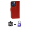 MARSİLYAN™- iPhone 14 Pro Max Kılıf Siluet Işık Serisi - Siyah Bilvis 5in1 5D Magic Hayalet Cam Ekran Koruyucu + Turuncu PVD Metal Kamera Lens
