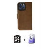 MARSİLYAN™- iPhone 14 Pro Max Kılıf Siluet Işık Serisi - Siyah Bilvis 5in1 5D Magic Hayalet Cam Ekran Koruyucu + Turuncu PVD Metal Kamera Lens