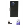 MARSİLYAN™- iPhone 14 Pro Max Kılıf Siluet Işık Serisi - Siyah Bilvis 5in1 5D Magic Hayalet Cam Ekran Koruyucu + Gümüş Bilvis Titan Kamera Lens