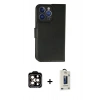 MARSİLYAN™- iPhone 14 Pro Max Kılıf Siluet Işık Serisi - Siyah Bilvis Hayalet Cam Ekran Koruyucu + Turuncu PVD Metal Kamera Lens