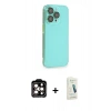 MARSİLYAN™- iPhone 14 Pro Max Kılıf Siluet Minimal Özel Seri - Şeffaf Pasifik Cam Ekran Koruyucu + Turuncu PVD Metal Kamera Lens