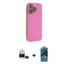 MARSİLYAN™- iPhone 14 Pro Max Kılıf Siluet Minimal Özel Seri - Siyah 18D Cam Ekran Koruyucu + Bilvis Titan Kamera Lens - SH