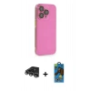 MARSİLYAN™- iPhone 14 Pro Max Kılıf Siluet Minimal Özel Seri - Siyah 18D Cam Ekran Koruyucu + Gümüş Raze Metal Kamera Lens