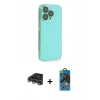 MARSİLYAN™- iPhone 14 Pro Max Kılıf Siluet Minimal Özel Seri - Siyah 18D Cam Ekran Koruyucu + Gümüş Raze Metal Kamera Lens