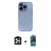 MARSİLYAN™- iPhone 14 Pro Max Kılıf Siluet Minimal Özel Seri - Siyah 18D Cam Ekran Koruyucu + Turuncu PVD Metal Kamera Lens