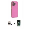 MARSİLYAN™- iPhone 14 Pro Max Kılıf Siluet Minimal Özel Seri - Siyah 360 Mat Full Body Arka Koruyucu + Bilvis Titan Kamera Lens - SH
