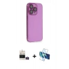 MARSİLYAN™- iPhone 14 Pro Max Kılıf Siluet Minimal Özel Seri - Siyah 3D Antistatik Cam Ekran Koruyucu + Bilvis Titan Kamera Lens - GD