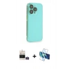 MARSİLYAN™- iPhone 14 Pro Max Kılıf Siluet Minimal Özel Seri - Siyah 3D Antistatik Cam Ekran Koruyucu + Bilvis Titan Kamera Lens - GD