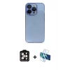 MARSİLYAN™- iPhone 14 Pro Max Kılıf Siluet Minimal Özel Seri - Siyah 3D Antistatik Cam Ekran Koruyucu + PVD Metal Kamera Lens - TU