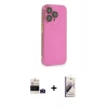MARSİLYAN™- iPhone 14 Pro Max Kılıf Siluet Minimal Özel Seri - Siyah Bilvis 3D Mat Cam Ekran Koruyucu + Bilvis Titan Kamera Lens - DNMR