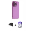 MARSİLYAN™- iPhone 14 Pro Max Kılıf Siluet Minimal Özel Seri - Siyah Bilvis 5in1 3D Magic Cam Ekran Koruyucu + Raze Metal Kamera Lens - GS