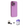 MARSİLYAN™- iPhone 14 Pro Max Kılıf Siluet Minimal Özel Seri - Siyah Bilvis 5in1 3D Magic Cam Ekran Koruyucu + Bilvis Titan Kamera Lens - GD