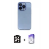 MARSİLYAN™- iPhone 14 Pro Max Kılıf Siluet Minimal Özel Seri - Siyah Bilvis 5in1 3D Magic Cam Ekran Koruyucu + Turuncu PVD Metal Kamera Lens