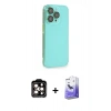 MARSİLYAN™- iPhone 14 Pro Max Kılıf Siluet Minimal Özel Seri - Siyah Bilvis 5in1 5D Magic Hayalet Cam Ekran Koruyucu + PVD Metal Kamera Lens - TU