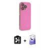 MARSİLYAN™- iPhone 14 Pro Max Kılıf Siluet Minimal Özel Seri - Siyah Bilvis 5in1 5D Magic Hayalet Cam Ekran Koruyucu + PVD Metal Kamera Lens - TU
